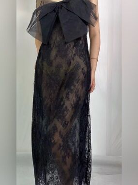 elegant lace formal dresses Navy Blue Elegant Long Tulle Sleeve Mermaid Lace Evening Dress 40 main image 0